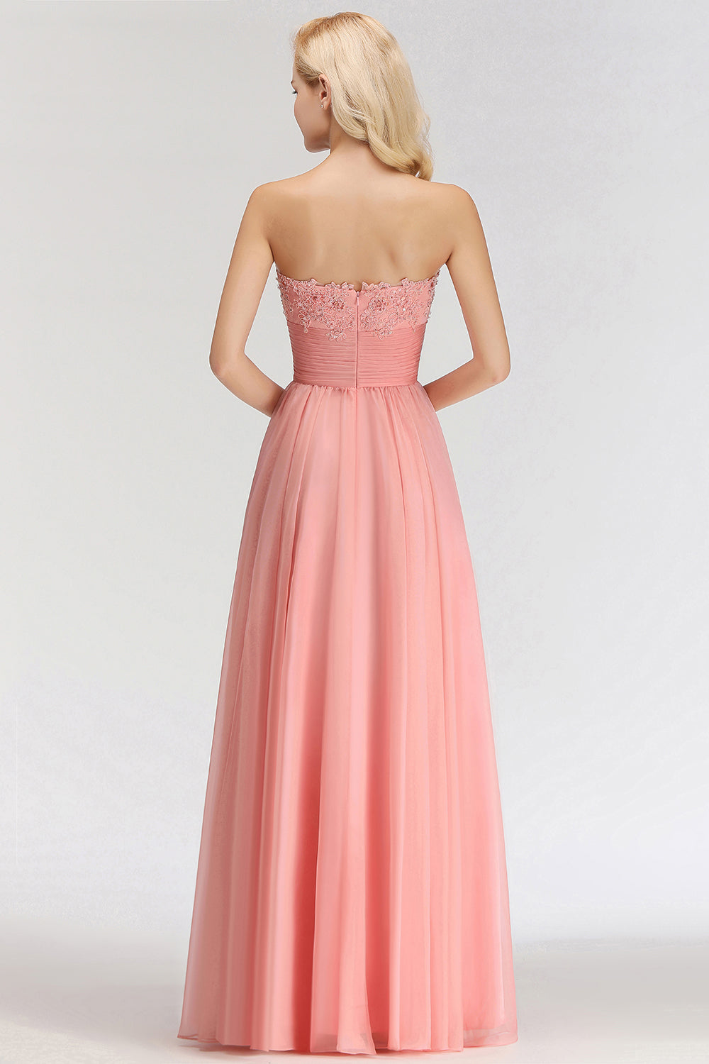 Sexy Long A-Line Sweetheart Appliques Lace Bridesmaid Dress-BIZTUNNEL