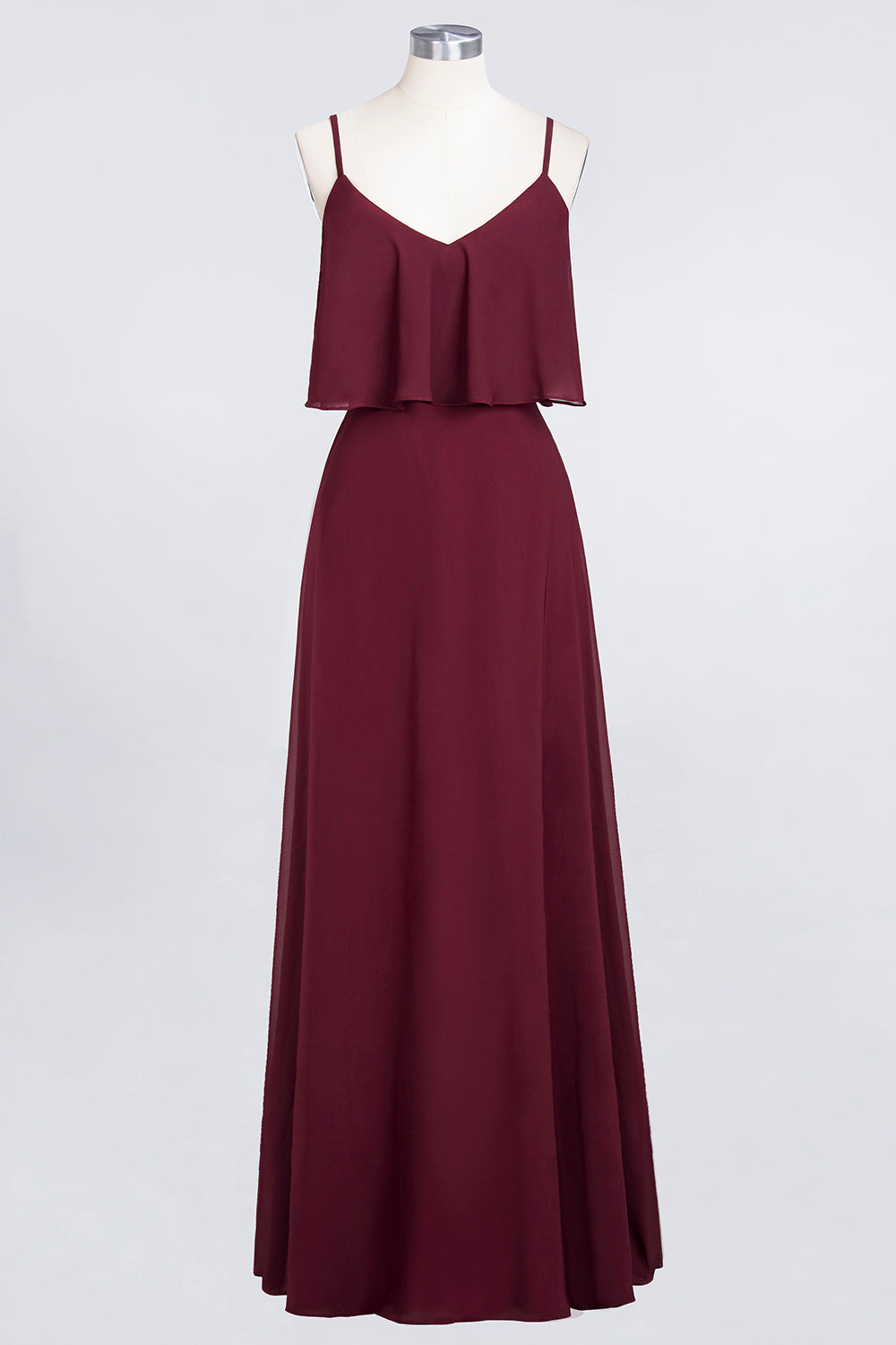 Sexy Long A-line V-Neck Spaghetti Straps Chiffon Burgundy Bridesmaid Dresses Sexy Long A-line V-Neck Spaghetti Straps Chiffon Burgundy Bridesmaid Dresses