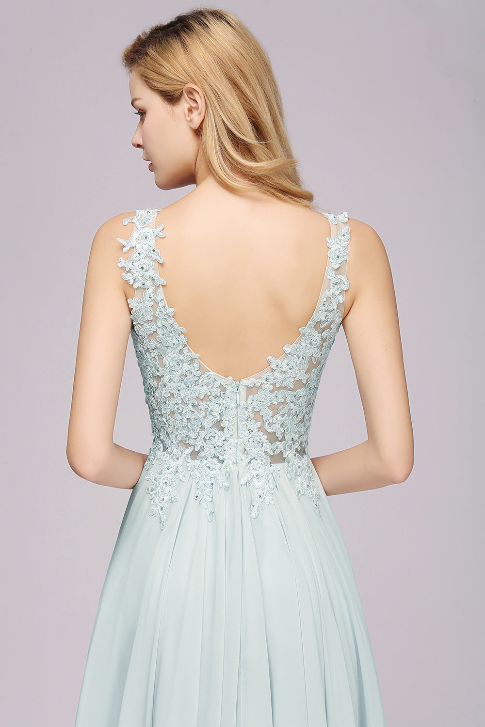 Sexy Long Beaded Lace V-Neck Chiffon Bridesmaid Dress Sexy Long Beaded Lace V-Neck Chiffon Bridesmaid Dress