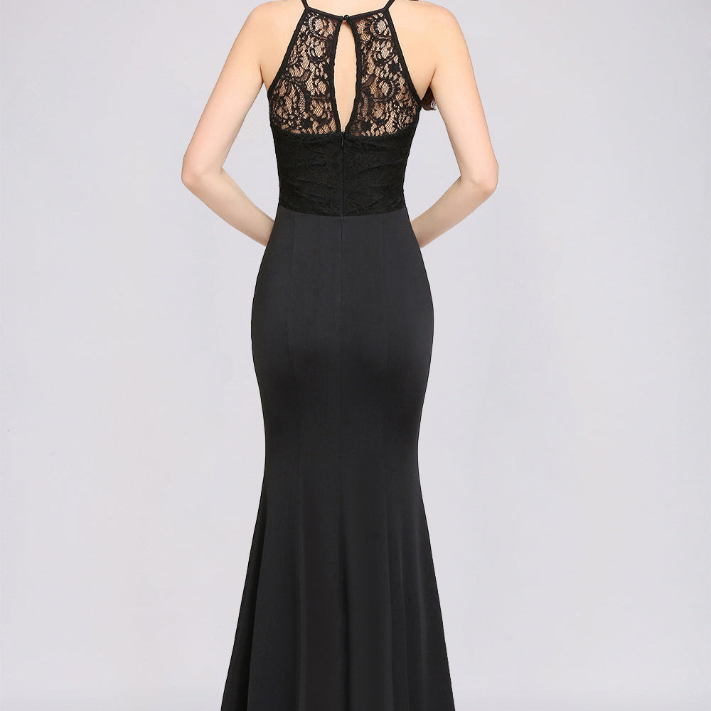 Sexy Long Mermaid Chiffon Lace Jewel Sleeveless Keyhole Bridesmaid Dre BIZTUNNEL Sexy Long Mermaid Chiffon Lace Jewel Sleeveless Keyhole Bridesmaid Dre BIZTUNNEL