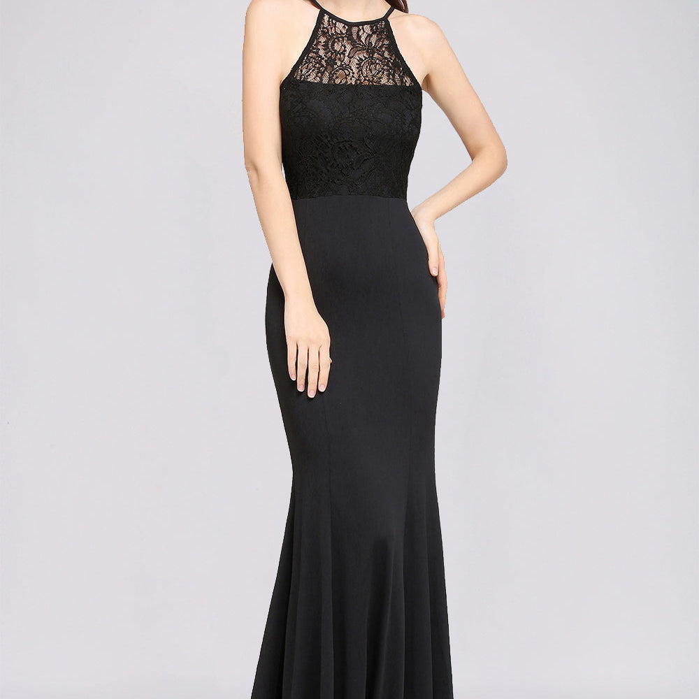 high-neck chiffon bridesmaid dress with keyhole Halter Chiffon Gown With Keyhole Bodice 42861