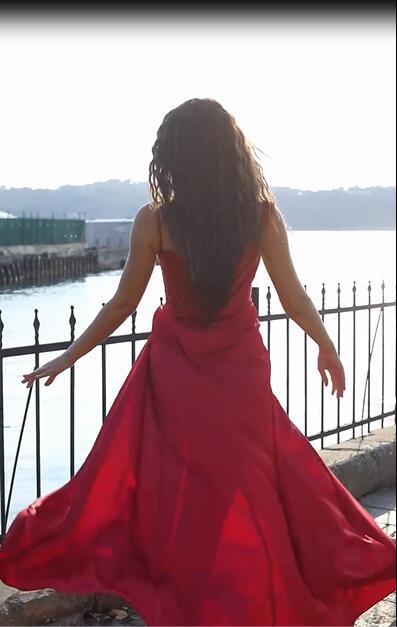 Sexy Long Mermaid Spaghetti Straps Chiffon Prom Dress With Slit-BIZTUNNEL