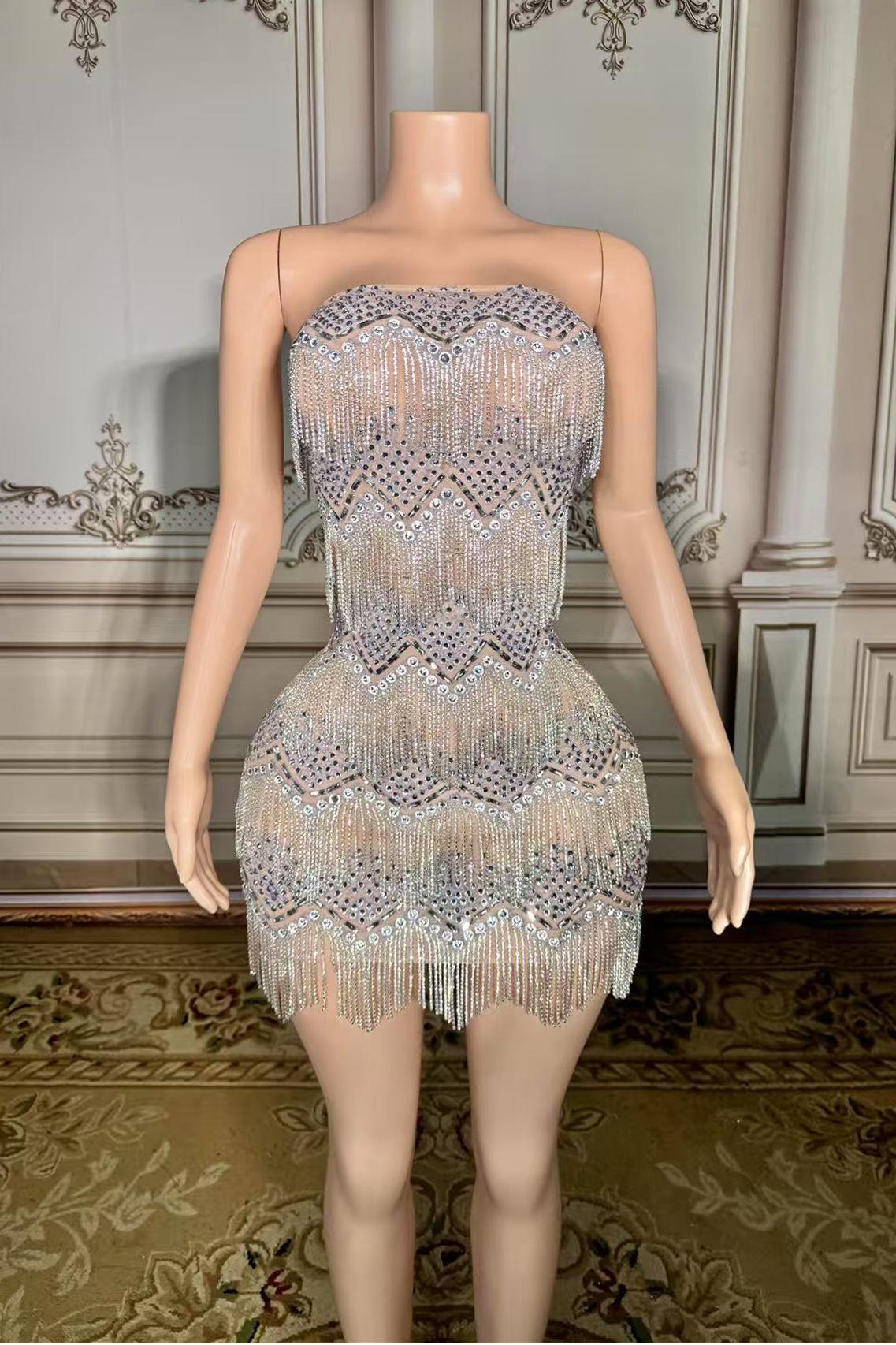 Sexy Strapless Sheath Mini Homecoming Dress with Tassel BIZTUNNEL Sexy Strapless Sheath Mini Homecoming Dress with Tassel BIZTUNNEL