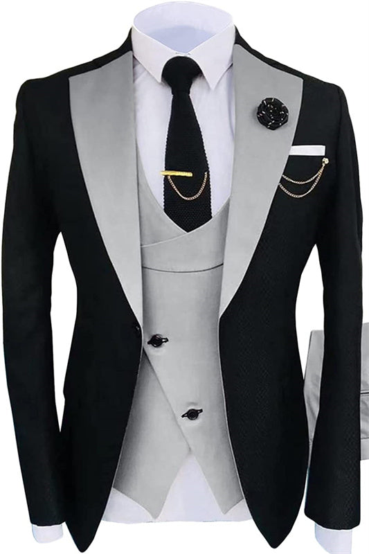 Oliver Light Gray Shawl Lapel Three Pieces Bespoke Prom Suits