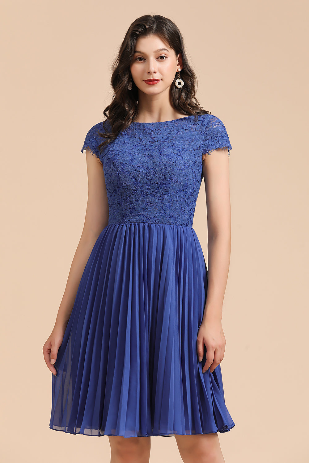Short A-line Lace Sleeve Royal Blue Bridesmaid Dress with Sleeves Short A-line Lace Sleeve Royal Blue Bridesmaid Dress with Sleeves