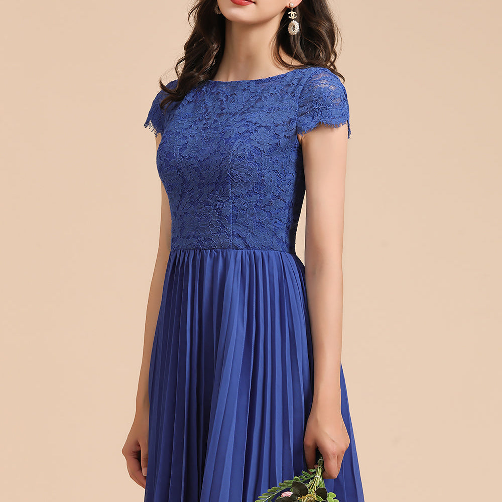 Short A-line Lace Sleeve Royal Blue Bridesmaid Dress with Sleeves Short A-line Lace Sleeve Royal Blue Bridesmaid Dress with Sleeves