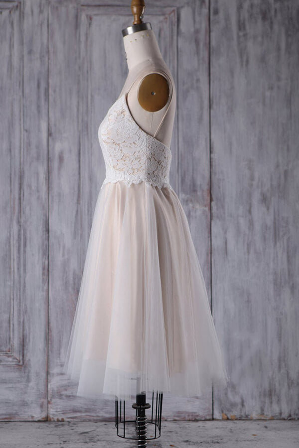 Short A-line Spaghetti Strap Lace Tulle Wedding Dress BIZTUNNEL Short A-line Spaghetti Strap Lace Tulle Wedding Dress BIZTUNNEL