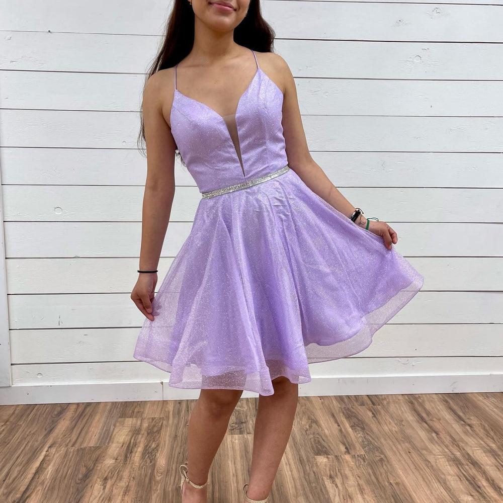 Short A-line V Neck Tulle Backless Prom Dresses Lilac Homecoming Dresses Short A-line V Neck Tulle Backless Prom Dresses Lilac Homecoming Dresses