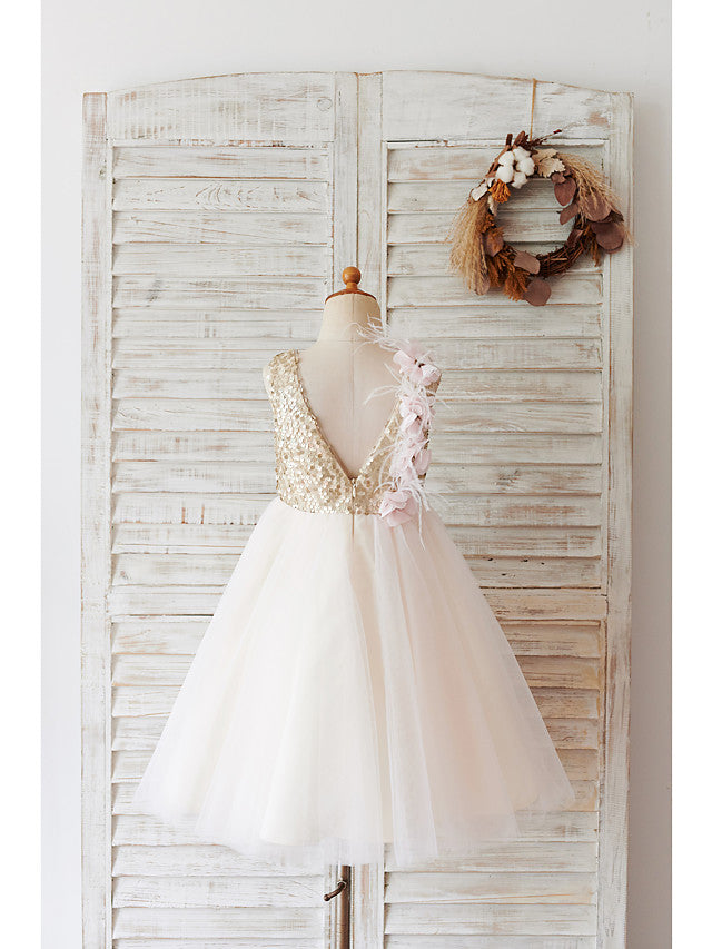 
                  
                    Short Ball Gown Tulle Sequined Wedding Birthday Flower Girl Dresses-BIZTUNNEL
                  
                