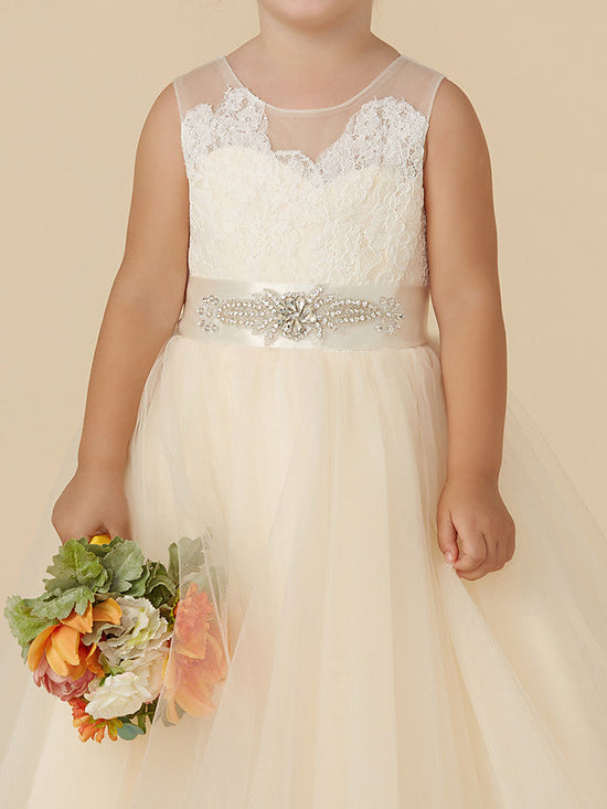 Short Princess Tulle Wedding Birthday Pageant Flower Girl Dresses-BIZTUNNEL