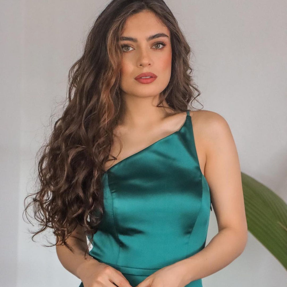 Simple A-line One Shoulder Satin Long Prom Dress BIZTUNNEL Simple A-line One Shoulder Satin Long Prom Dress BIZTUNNEL