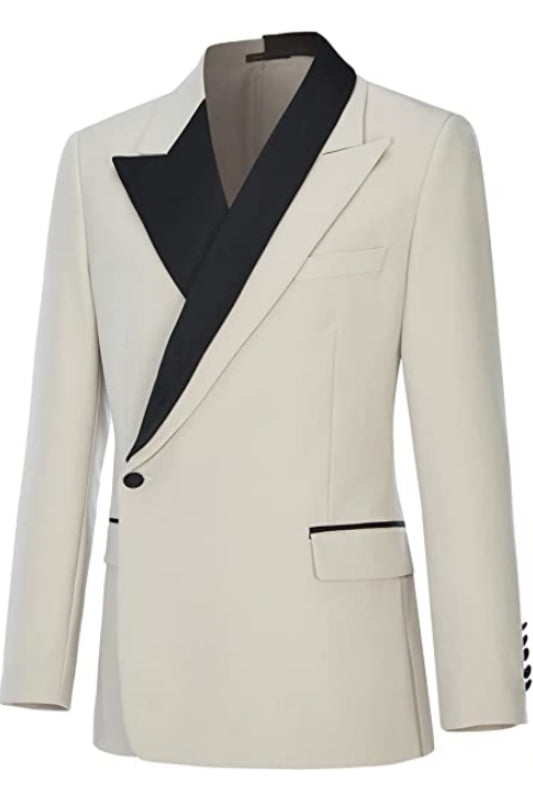 Ashbur Simple Beige Peaked Lapel Men Suits For Prom