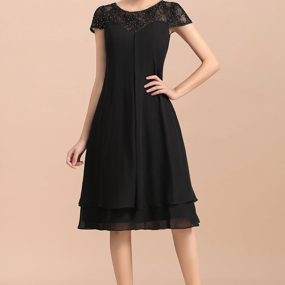 mother of the bride dress with short sleeves Navy Blue 2026 for Women Lace Chiffon Pleated A Line Long Formal Wedding Guest Dress Expertly designed for comfort and style Ivory Mother of the Bride