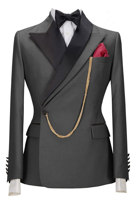 Jack Simple Gray Peaked Lapel Two Pieces Men Suits For Prom