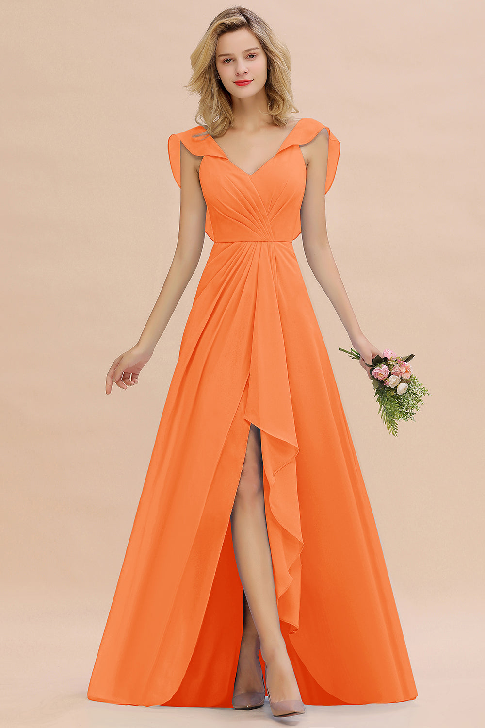 chiffon high low bridesmaid dresses Evangeline High Low Short Sleeves Chiffon Bridesmaid Dress