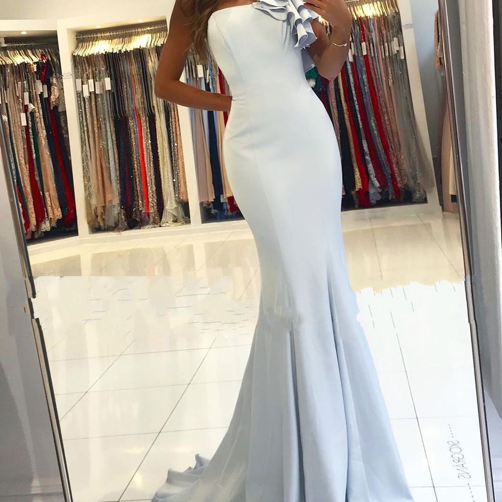 
                  
                    Simple Mermaid One Shoulder Backless Satin Long Prom Dress-BIZTUNNEL
                  
                