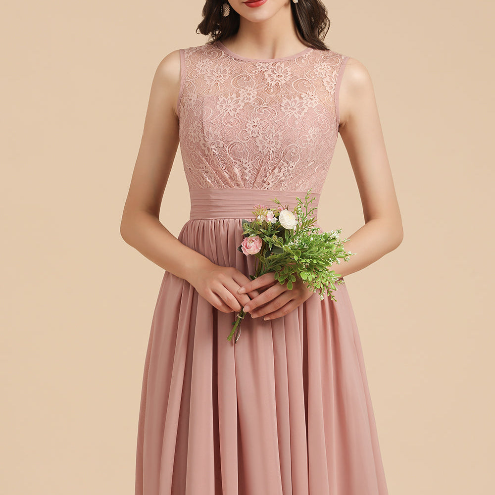 Simple Short A-line Lace Straps Chiffon Bridesmaid Dress Simple Short A-line Lace Straps Chiffon Bridesmaid Dress