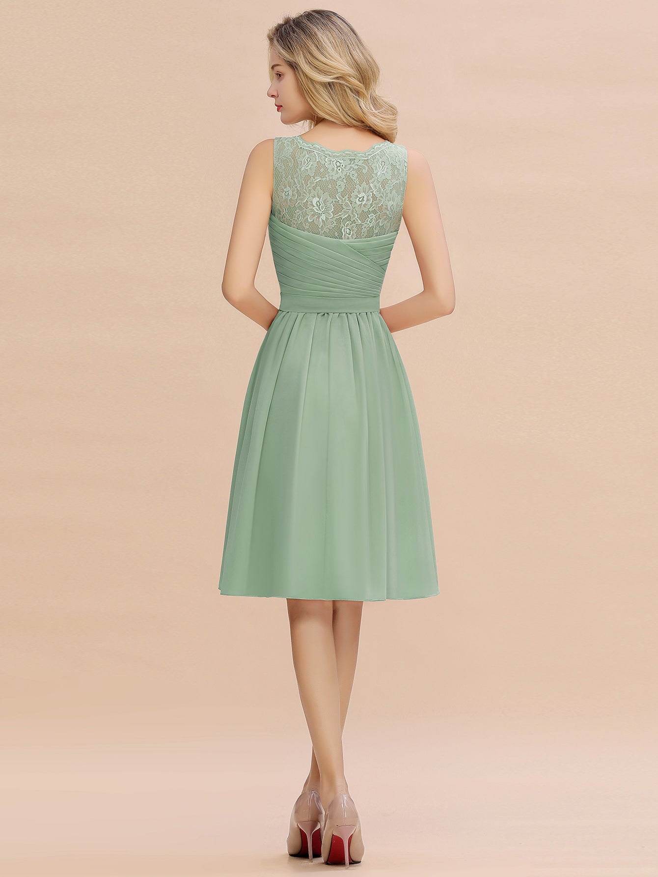 Simple Short A Line V-Neck Knee Length Chiffon Bridesmaid Dress Dark Green / US4 Simple Short A Line V-Neck Knee Length Chiffon Bridesmaid Dress Dark Green / US4