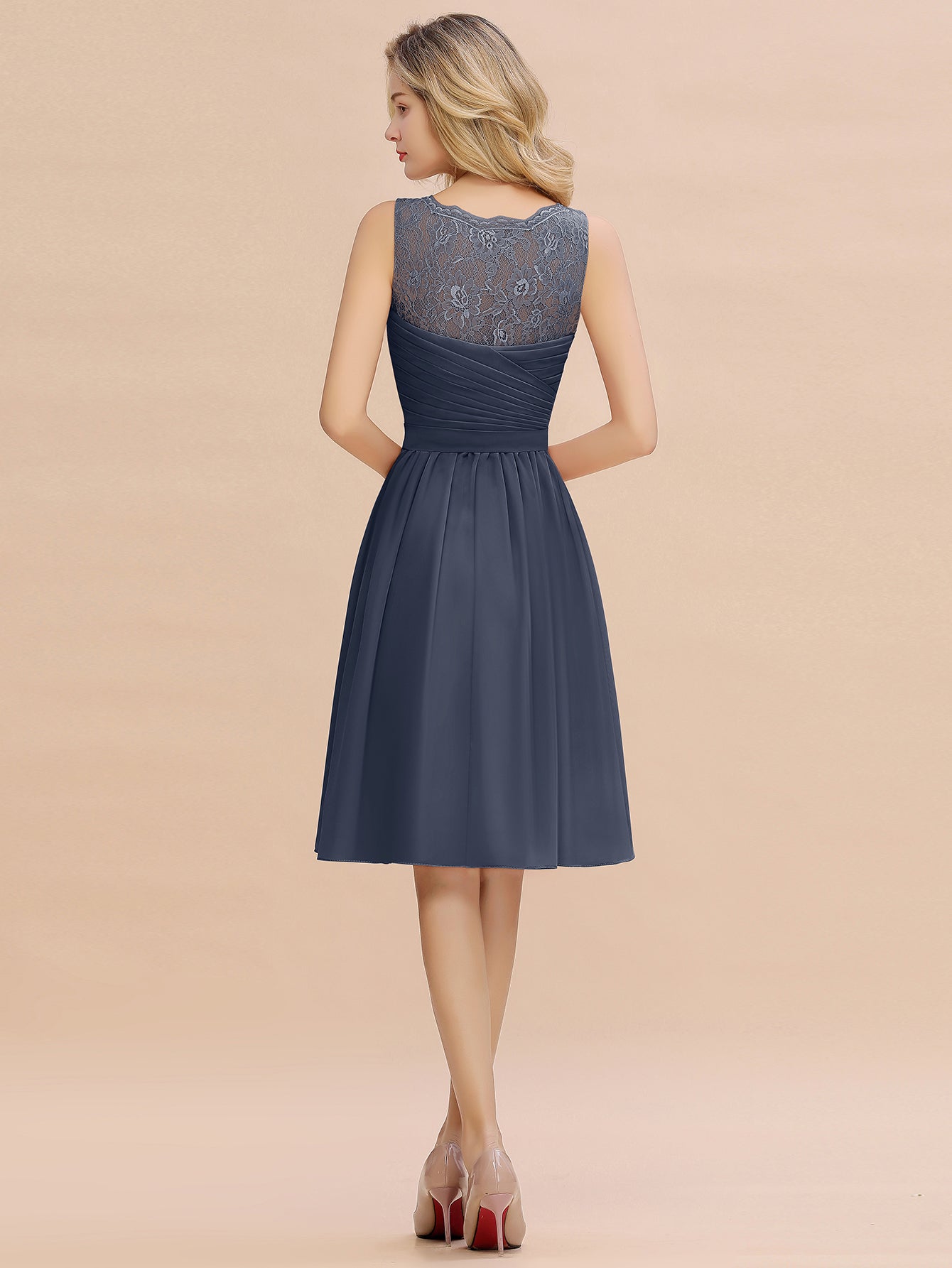 Simple Short A Line V-Neck Knee Length Chiffon Bridesmaid Dress Dark Green / US4 Simple Short A Line V-Neck Knee Length Chiffon Bridesmaid Dress Dark Green / US4