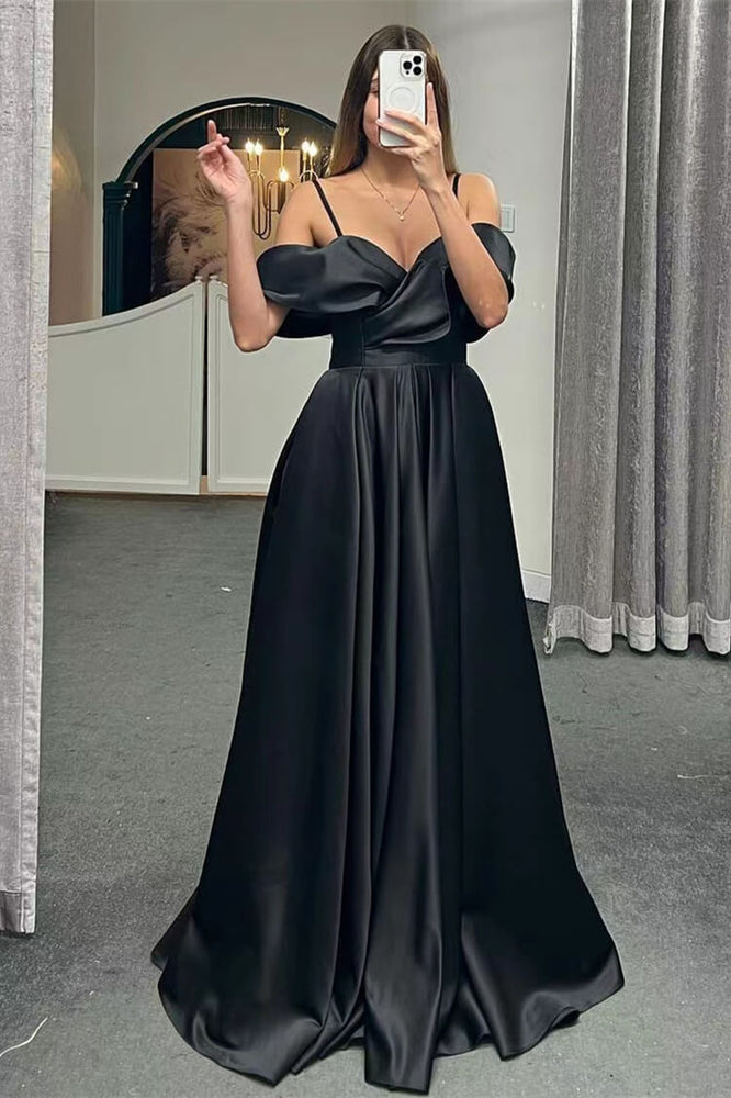 Long Spaghetti Strap Off-the-Shoulder A-Line Lace-Up Back Evening Prom Dress Long Spaghetti Strap Off-the-Shoulder A-Line Lace-Up Back Evening Prom Dress