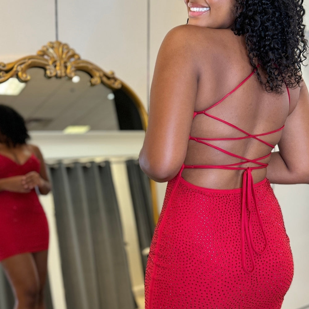 red tight homecoming dresses Sparkly Beaded Red Tight Short Homecoming Dress – BIZTUNNEL