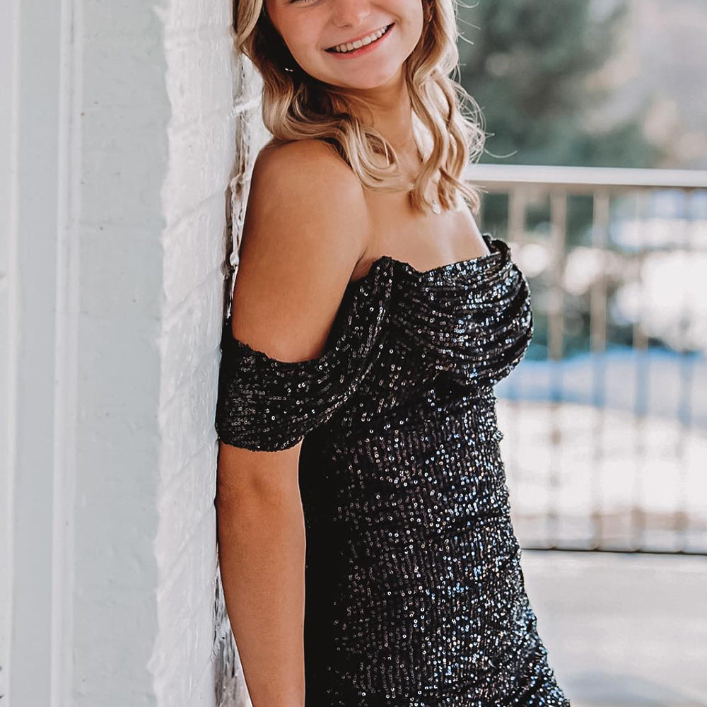 short tight black homecoming dresses Sparkly Sequins Dress – BIZTUNNEL Color:Sailor Blue up back and secure na_06/24/2026 Zara Basic Floral Cotton