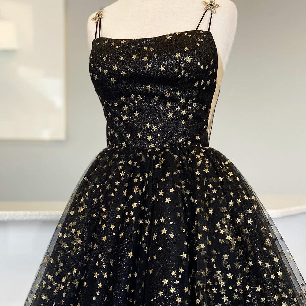 black homecoming dress with stars Sparkly Sequins A-Line Short – BIZTUNNEL night sky star prom dress