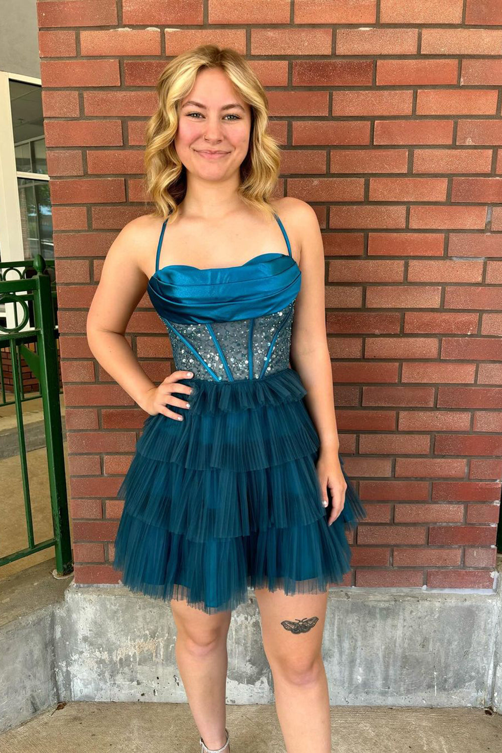 Sparkly Black Spaghetti Straps Corset Short Homecoming Dress Sparkly Black Spaghetti Straps Corset Short Homecoming Dress