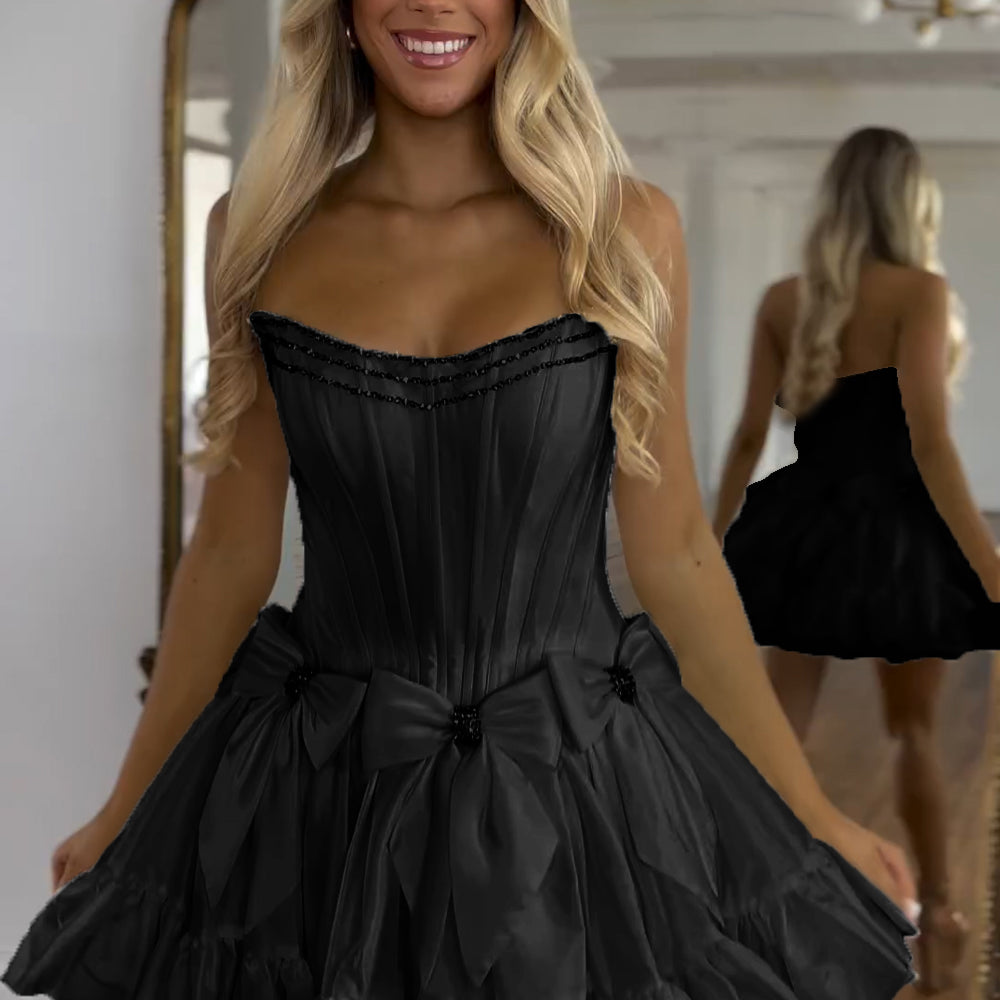 black corset dress short Gothic Wedding Party - Floral Embroidered Party Dress Flattering square neckline with wide straps Eye Black Corset Prom Dress Off
