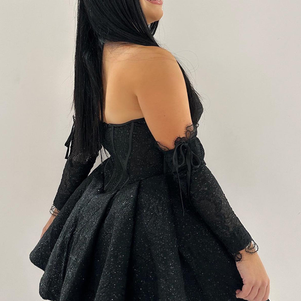 black corset homecoming dress Sparkly Black Sweetheart A Line Corset Homecoming Dress black corset homecoming dress Sparkly Black Sweetheart A Line Corset Homecoming Dress