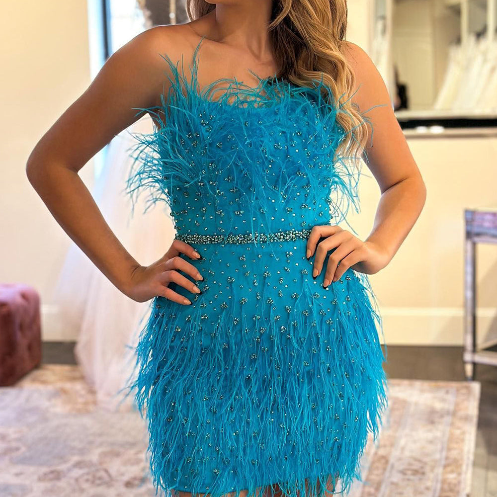 animal print cocktail dress Strapless Leopard Hoco Dress: Ava Presley 26455 Leopard / 00 Navy Blue Dress Heels Product Group: 3053 Color:Royal/Multi