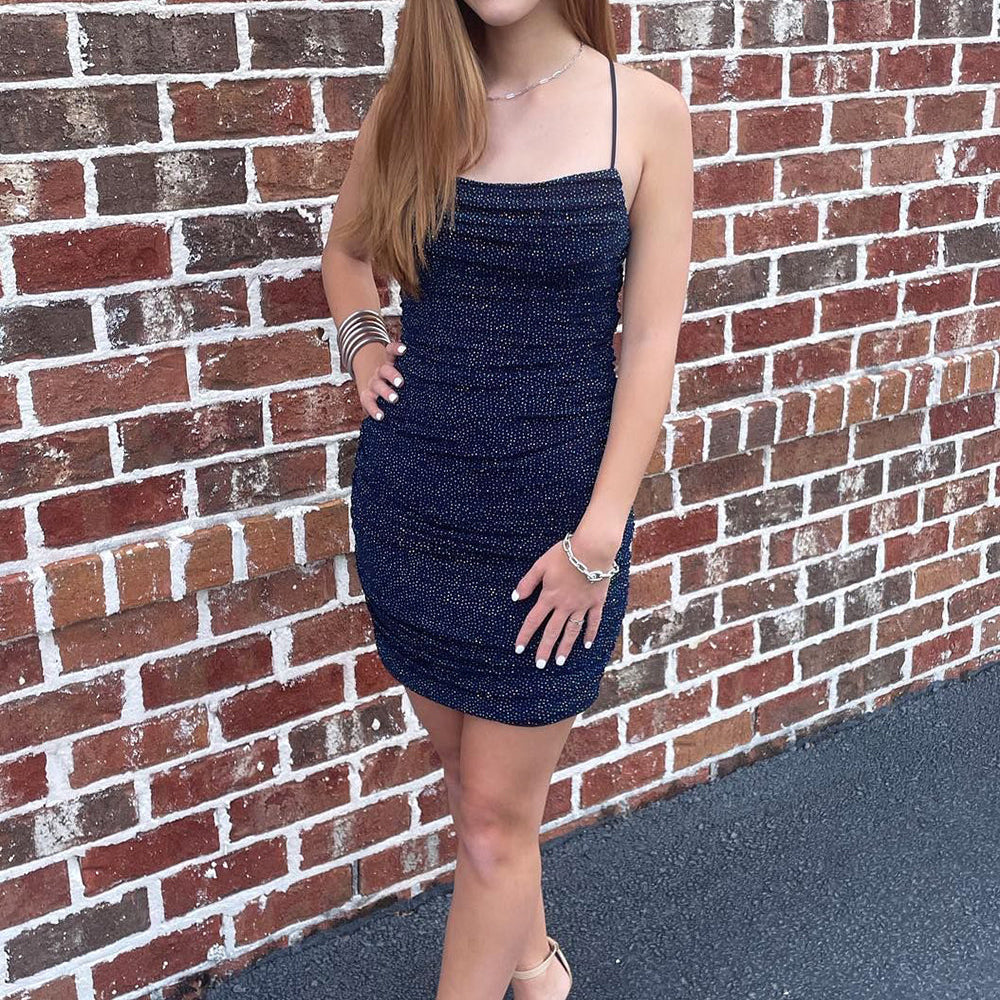 navy blue tight short homecoming dress Navy Blue Homecoming Dresses