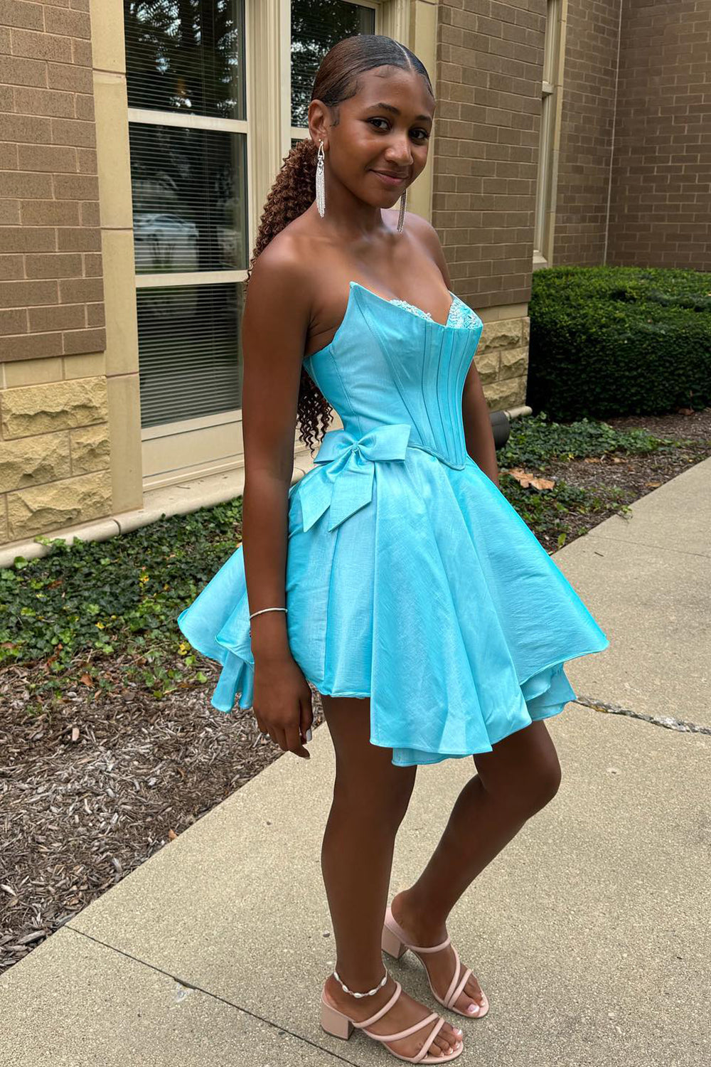 Sparkly Pink Corset Sweetheart A Line Short Homecoming Dress Sparkly Pink Corset Sweetheart A Line Short Homecoming Dress