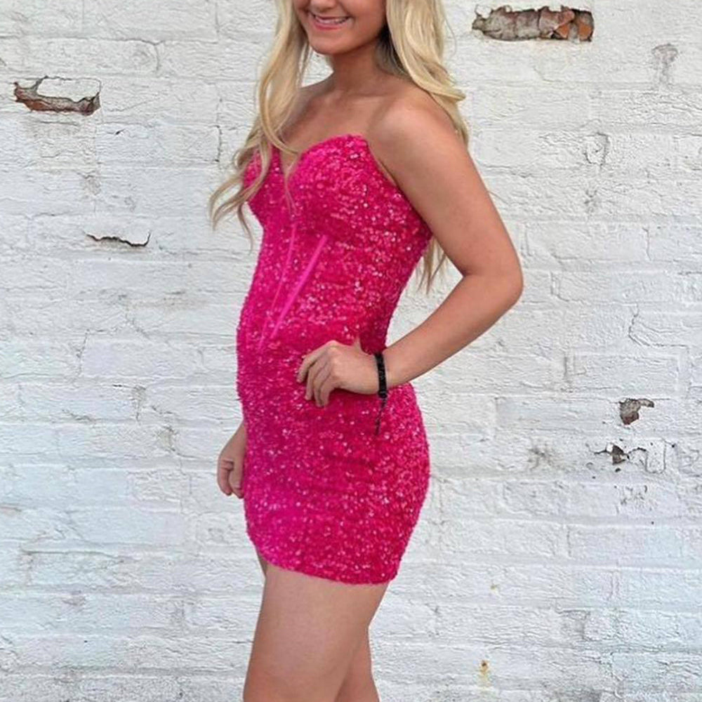 
                  
                    Sparkly Strapless Corset Royal Blue Tight Short Homecoming Dress
                  
                