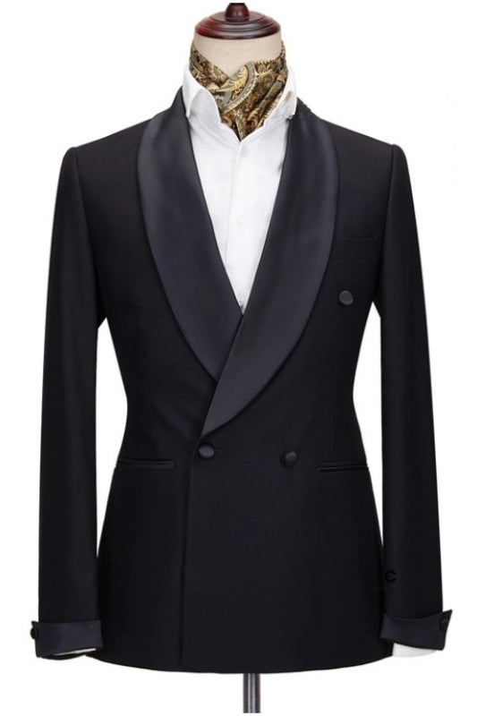 SSraham Formal Black Shawl Lapel Men Suits For Wedding