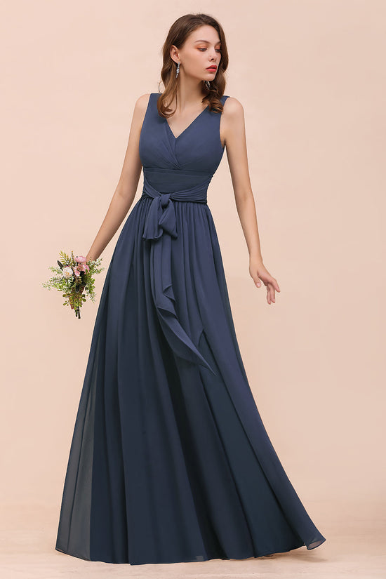 Halter Chiffon Bridesmaid Dress with Slit Stormy
