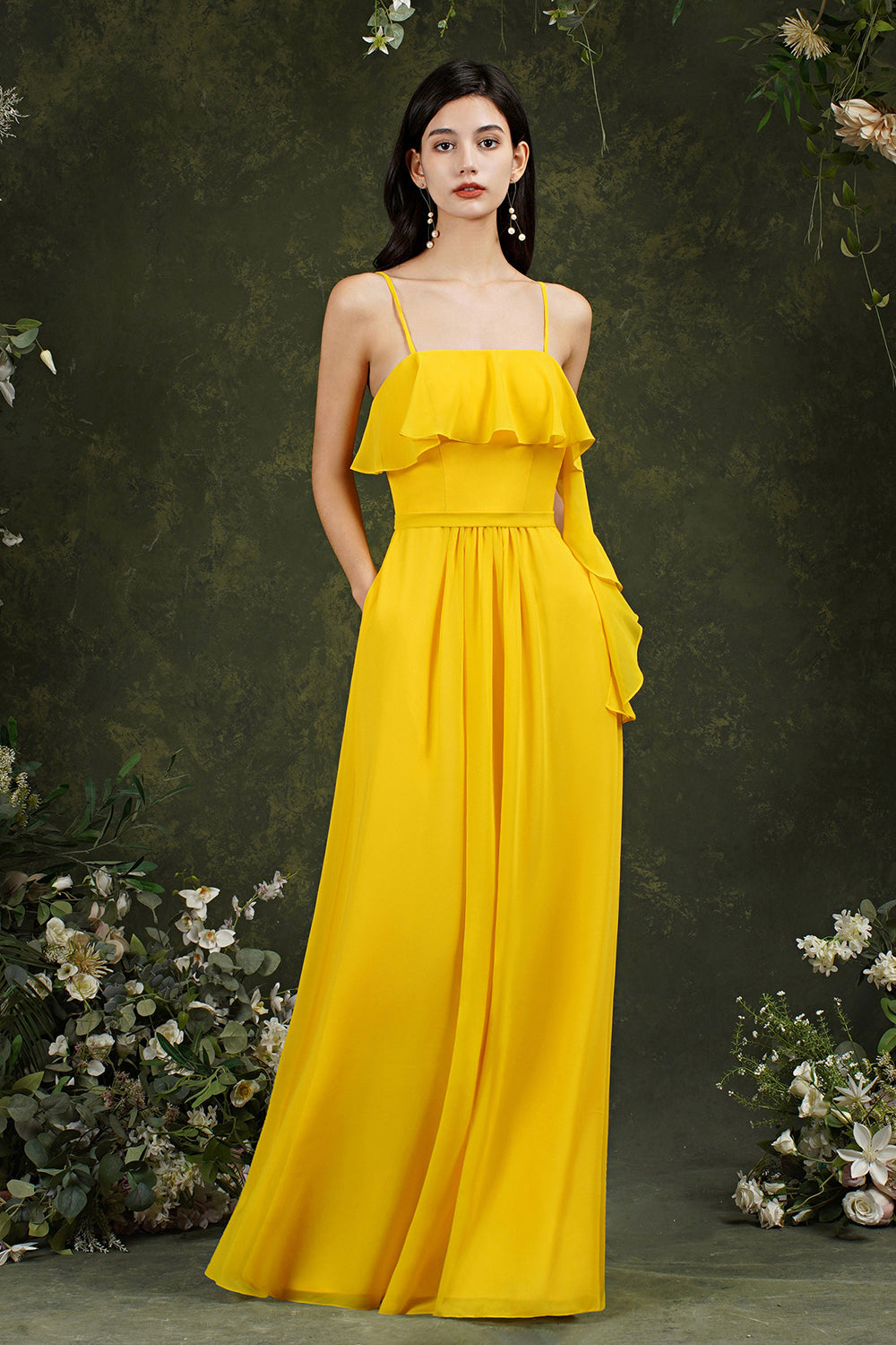 Stunning A-line Chiffon Backless Long Bridesmaid Dress With Pockets Stunning A-line Chiffon Backless Long Bridesmaid Dress With Pockets