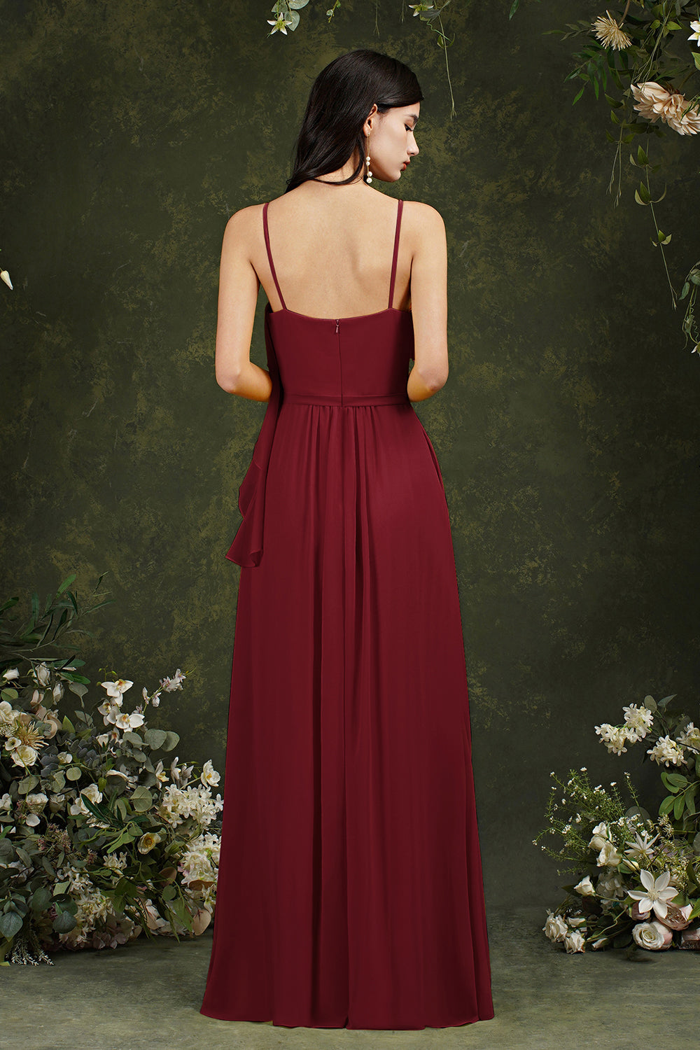 Stunning A-line Chiffon Backless Long Bridesmaid Dress With Pockets Stunning A-line Chiffon Backless Long Bridesmaid Dress With Pockets