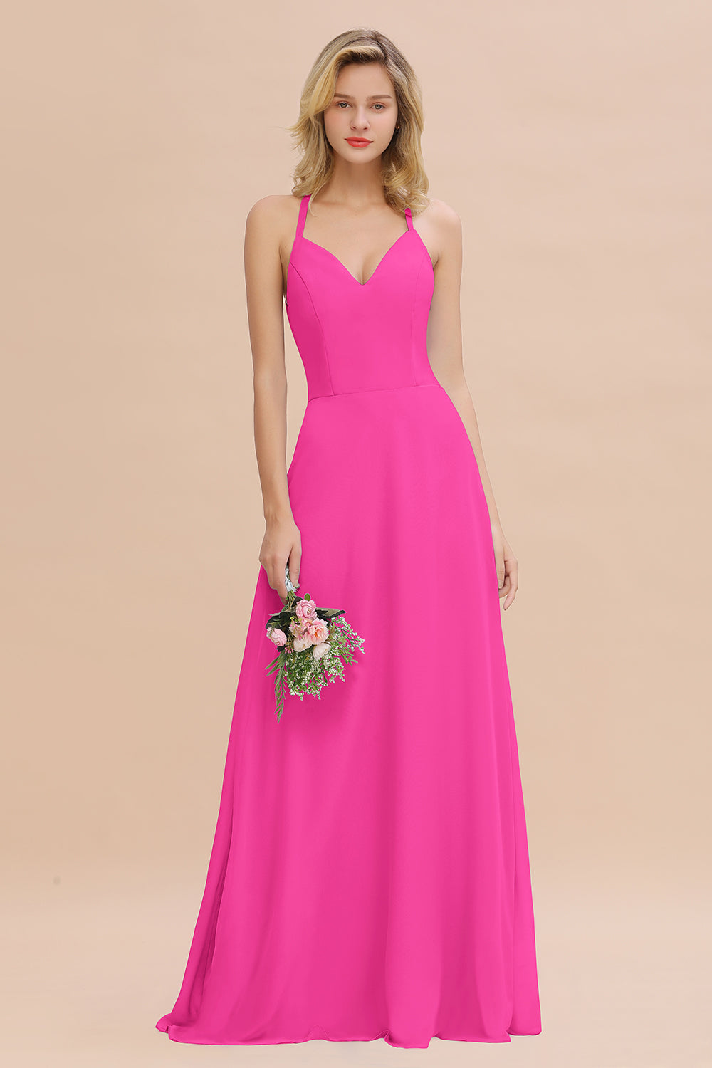 Simple A-Line Spaghetti Straps Bridesmaid Dresses