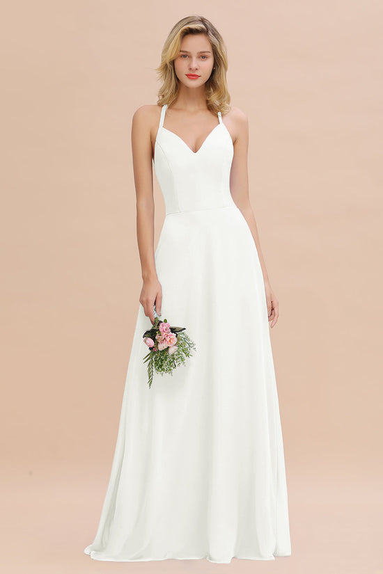 A-Line Spaghetti Strap Chiffon Bridesmaid Dress in Turquoise main image 0