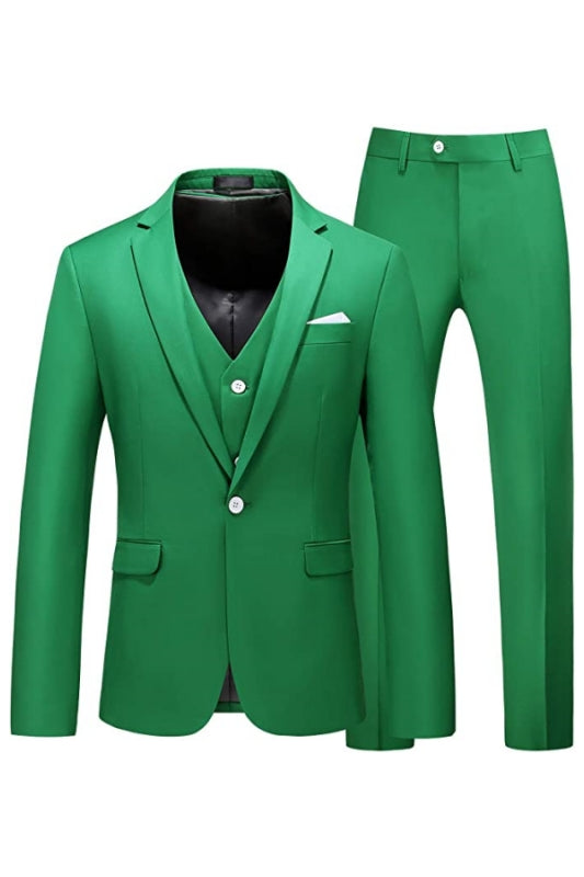 Benjamin Stylish Green Notched Lapel Three Pieces Men Suits For Prom