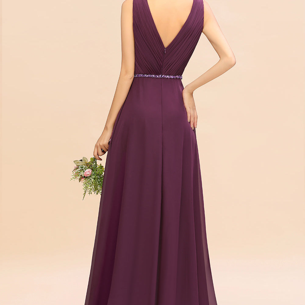 Stylish High Low A-Line Deep V-neck Backless Chiffon Bridesmaid Dress BIZTUNNEL Stylish High Low A-Line Deep V-neck Backless Chiffon Bridesmaid Dress BIZTUNNEL
