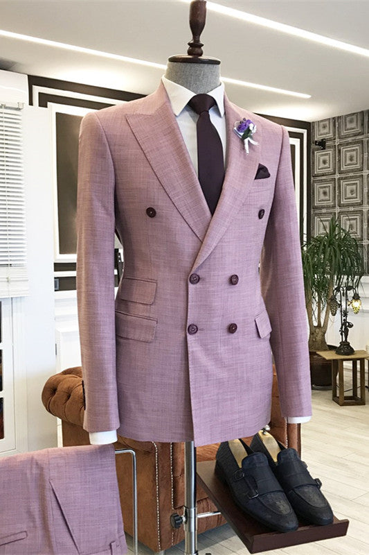 Gavin Stylish Light Purple Peaked Lapel Double Breasted Prom Suits