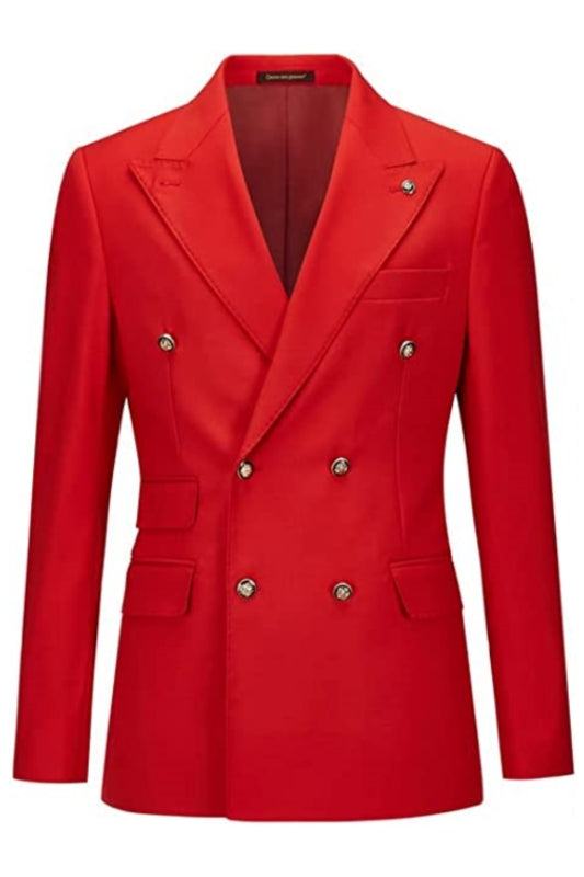 Barlow Stylish Red Peaked Lapel Double Breasted Men Suits For Prom