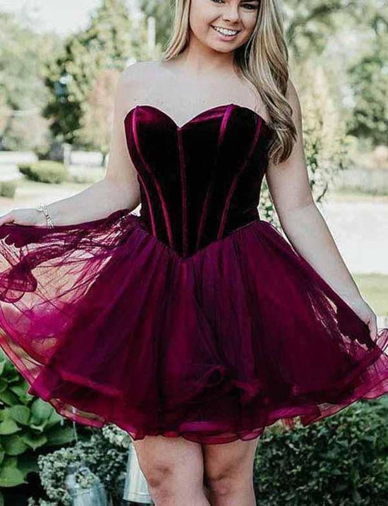 Stylish Short A-Line Sweetheart Lace-up Tulle Prom Dress-BIZTUNNEL
