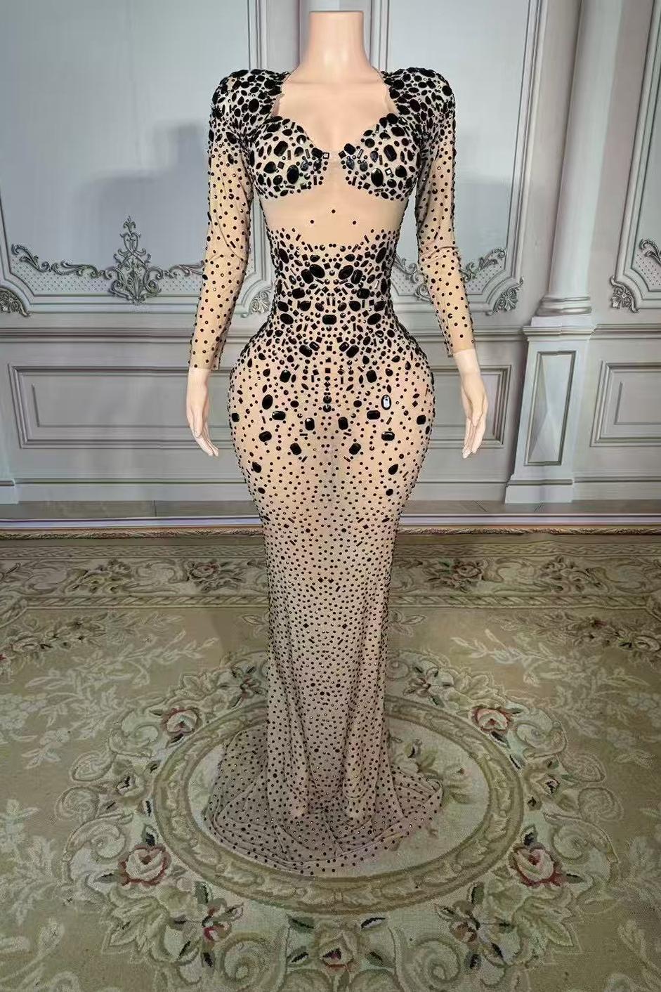 diamond long sleeve prom dress Party White Jewel Appliques Prom Dresses With Long Sleeves