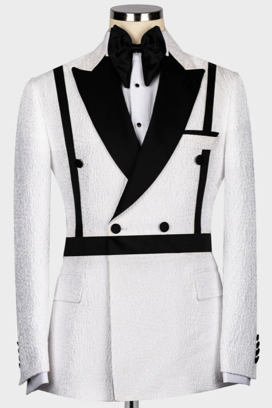 Tom Chic White Peaked Lapel Double Breasted Wedding Men Suits