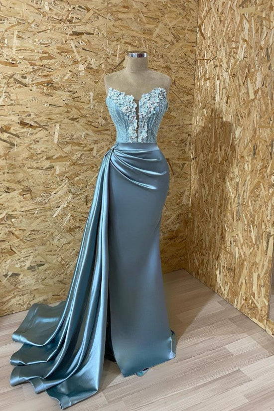 Unique Long Sweetheart Mermaid Prom Dress with Appliques Lace-BIZTUNNEL