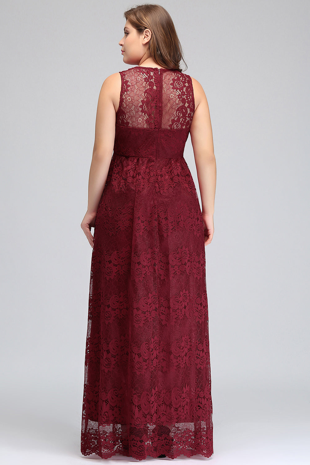 Load image into Gallery viewer, Vintage Long A-line Deep V-neck Lace Bridesmaid Dress-BIZTUNNEL
