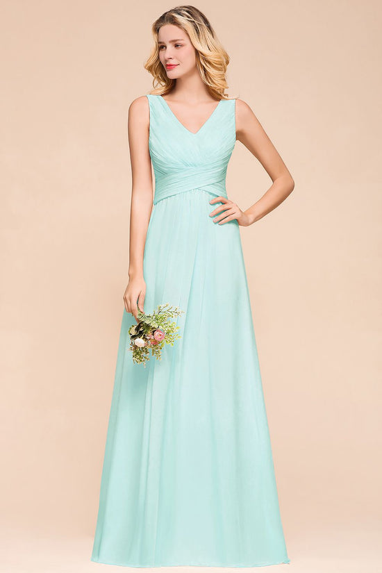 Vintage Sheath Backless Chiffon Bridesmaid Dresses